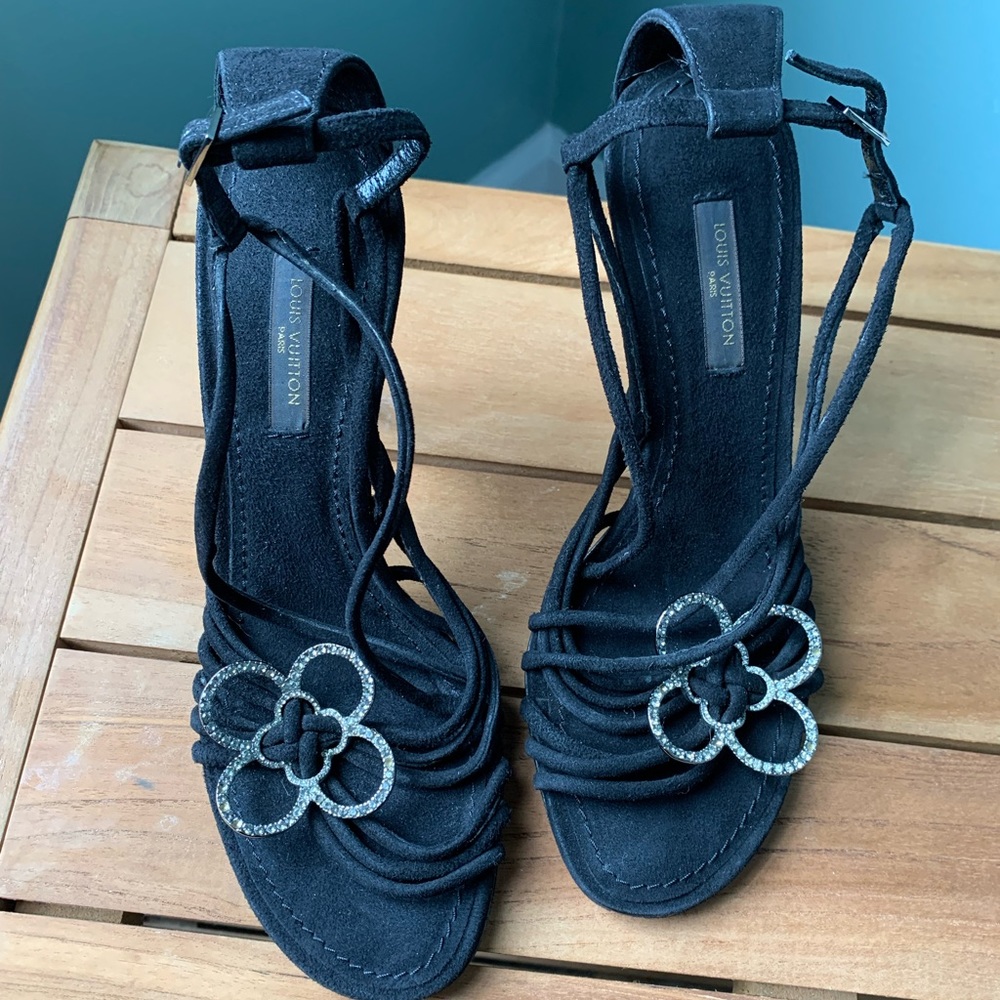 Louis Vuitton suede sling back sandals